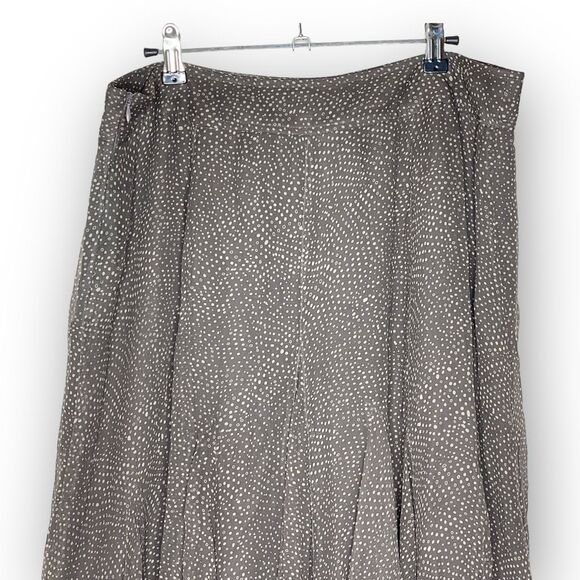 Charter Club Brown Beige Silk Flared Pleated Lined Midi Skirt Women’s Size 14 - Picture 5 of 11